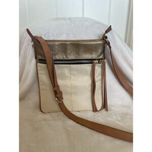 Sondra Roberts Squared Gold Two Tone Crossbody Bag